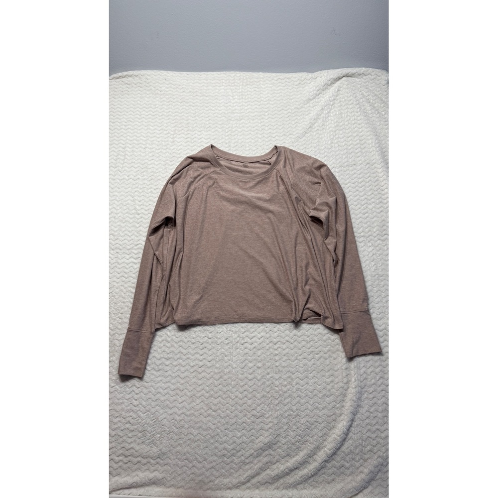 Beyond Yoga Womens Heathered Mauve Cropped Long Sleeve Raglan Top Medium M USA